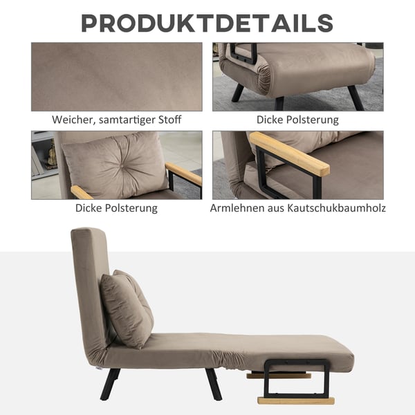 Sovesofa Stol, 63x73x81 cm, Lys Brun