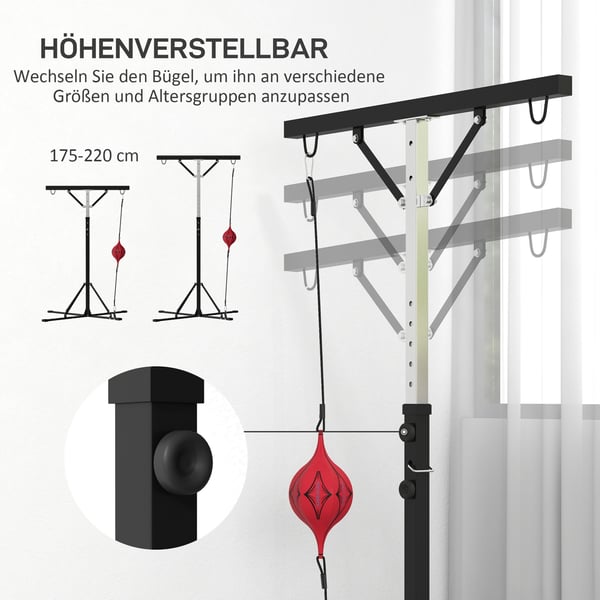 Boksestativ, 160x145x175-220 cm, Sort