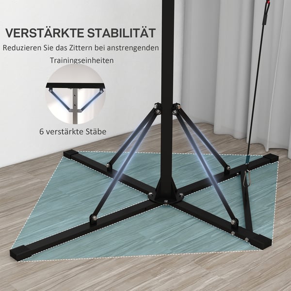 Boksestativ, 160x145x175-220 cm, Sort