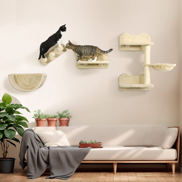 Klatrevæg til katte, 40x28x73 cm, Beige