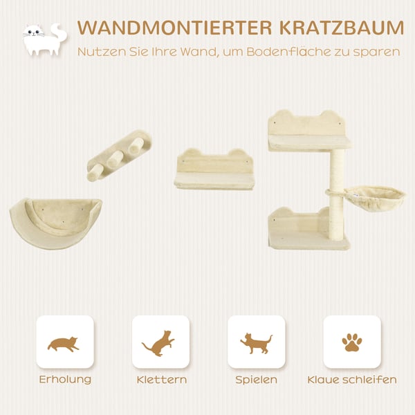 Klatrevæg til katte, 40x28x73 cm, Beige