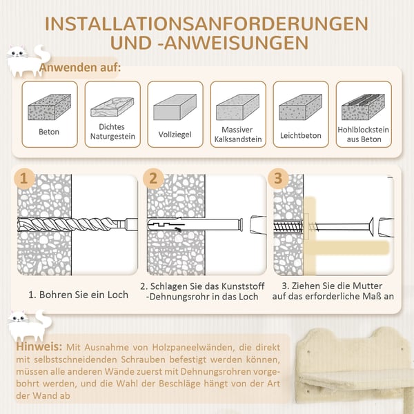 Klatrevæg til katte, 40x28x73 cm, Beige