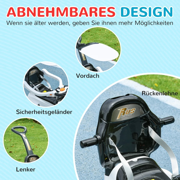 Ride-on bil, 96x39x90 cm, hvid sort