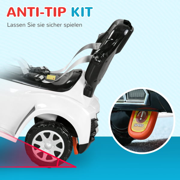 Ride-on bil, 96x39x90 cm, hvid sort