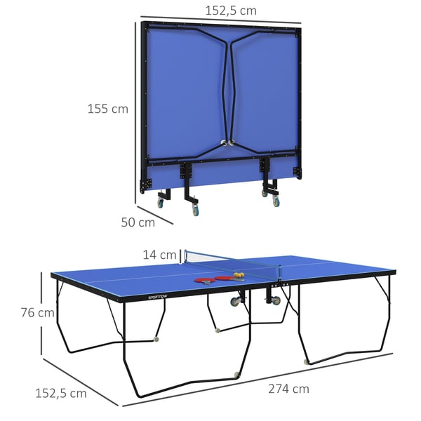 Pöytätennispöytä, 274x152.5x76 cm, Sininen