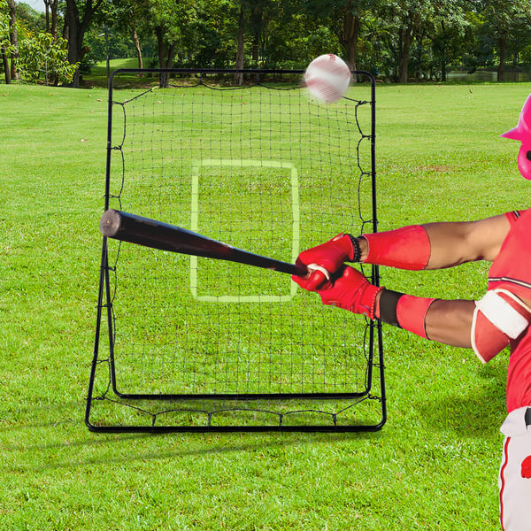 Baseball-palautusverkko, 123x90x174 cm, Musta