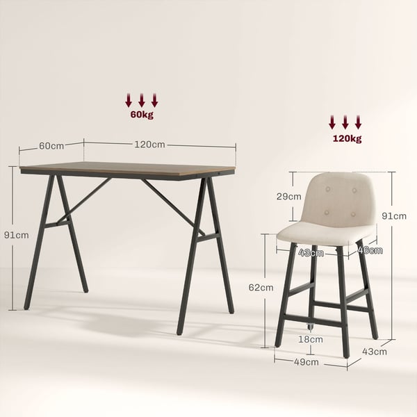 Barbordset, 120x60x91 cm, Beige