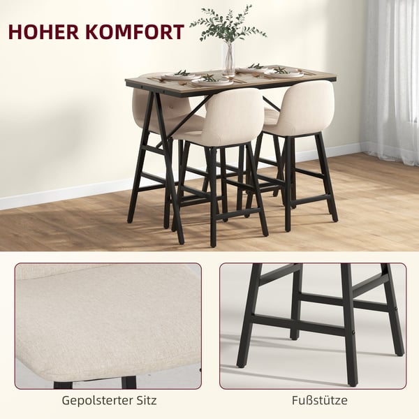 Barbordset, 120x60x91 cm, Beige