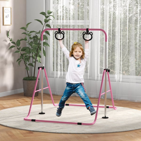 Børnegymnastik Vandret Stang, 148x105x88-128 cm, Pink