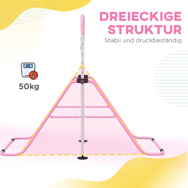 Børnegymnastik Vandret Stang, 148x105x88-128 cm, Pink