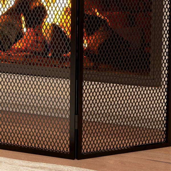 Pejseskærm, foldbar 96x60 cm, sort