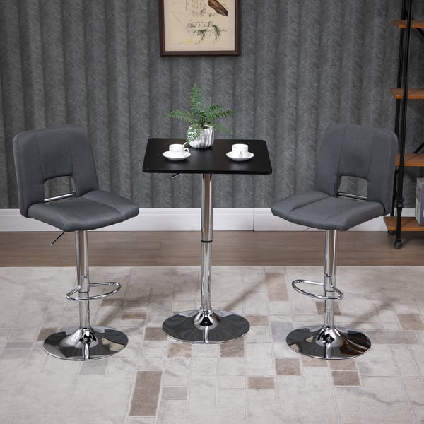 Barbord, justerbar höjd, 60x60x69-93 cm, svart