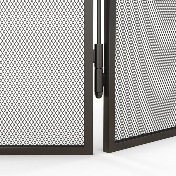 Pejseskærm, foldbar 3-panel, 96x1,3x56 cm, sort