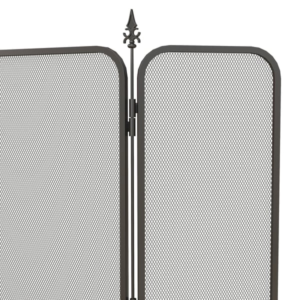 Pejseskærm, foldbar 3-panel, 96x1,3x56 cm, sort