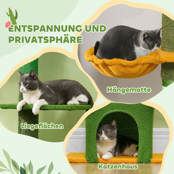 Kattträd, 55x34x230-275 cm, Grön