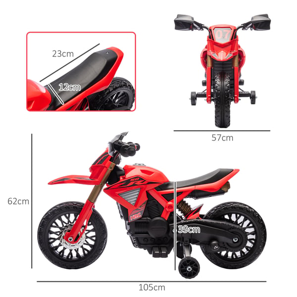 Elektrisk motorcykel, 105x57x62 cm, Rød