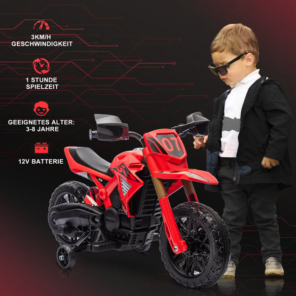 Elektrisk motorcykel, 105x57x62 cm, Rød