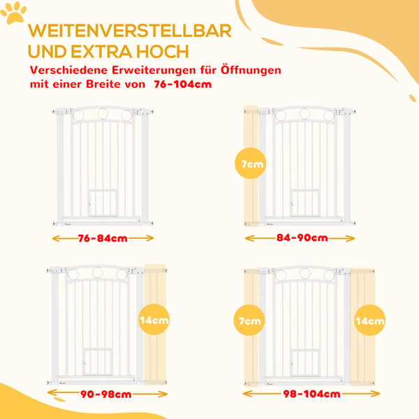 Hundegitter, 76-104x96 cm, Hvid