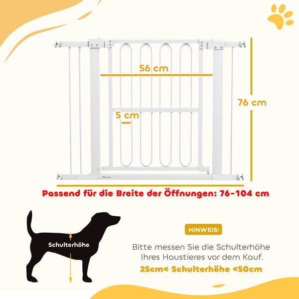 Hundegitter, 76-104x76 cm, Hvid