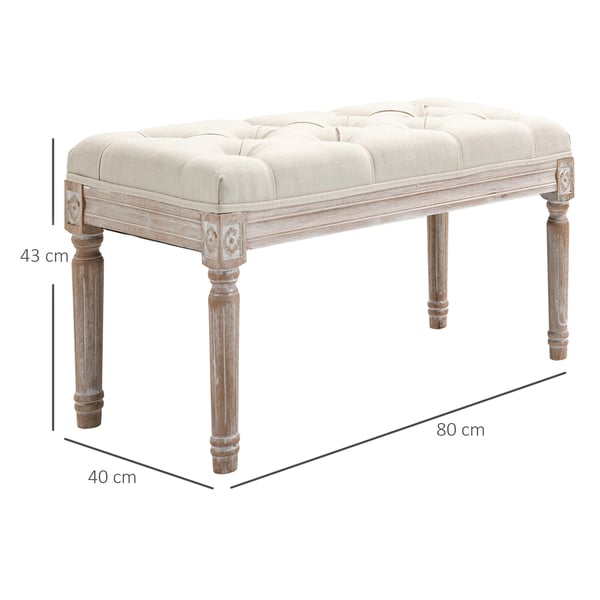 Fodskammel, 80x40x43 cm, Creme
