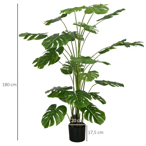 Kunstig plante, Monstera Deliciosa, 180 cm, Grøn