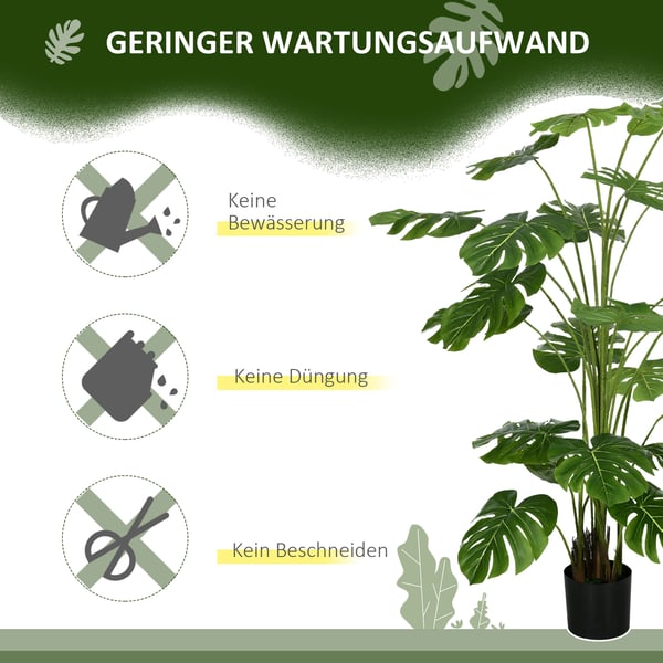 Kunstig plante, Monstera Deliciosa, 180 cm, Grøn