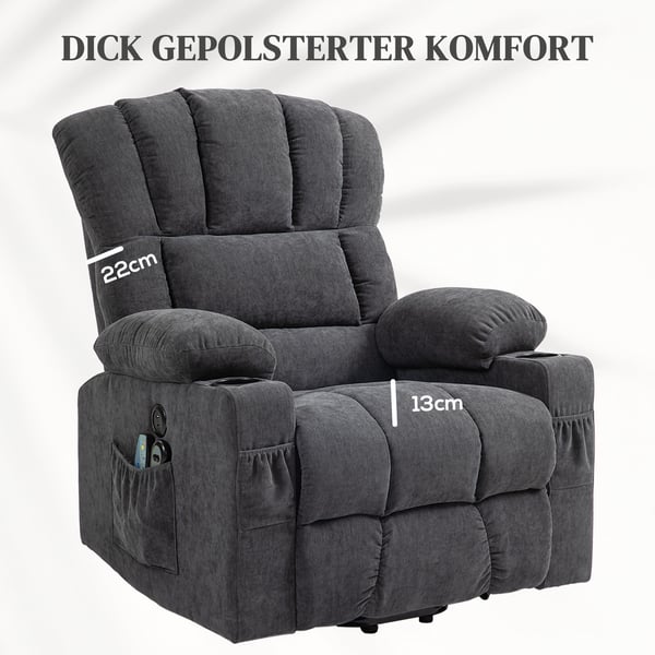 Lænestol med fodskammel, 93x91x110 cm, Mørkegrå