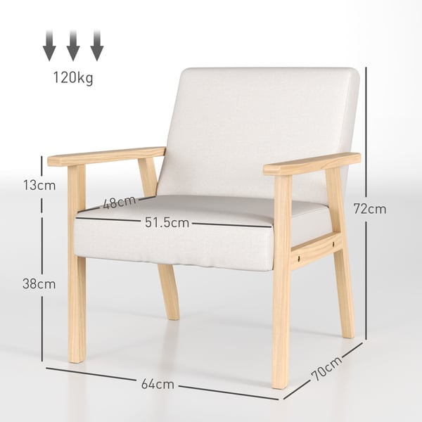 Lænestol, 64x70x72 cm, Creme