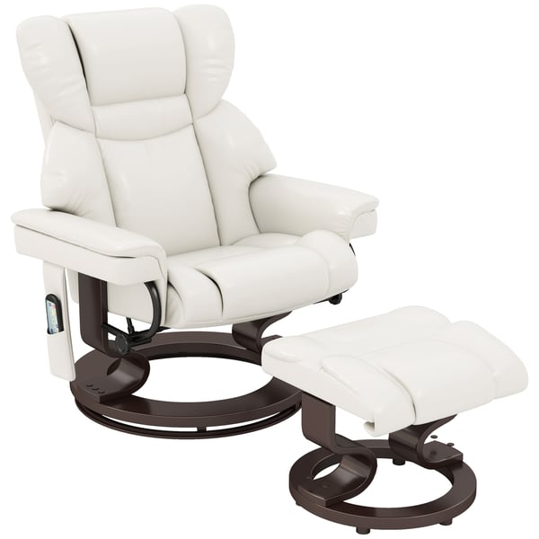 Massage lænestol med fodskammel, 79x82x101 cm, creme