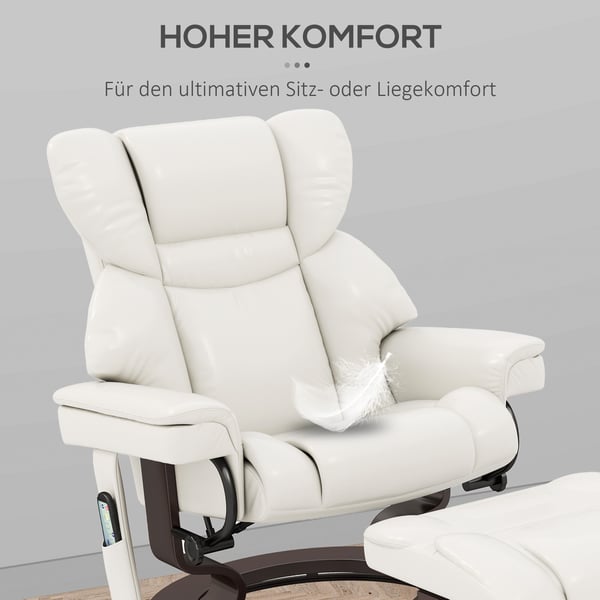 Massage lænestol med fodskammel, 79x82x101 cm, creme