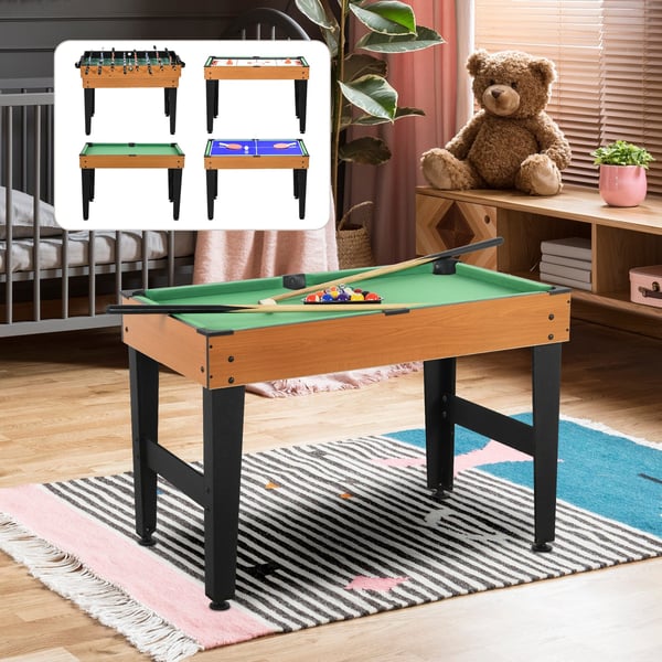 Multispil Bord, 107x61x84,5 cm, Naturligt Træ, Sort