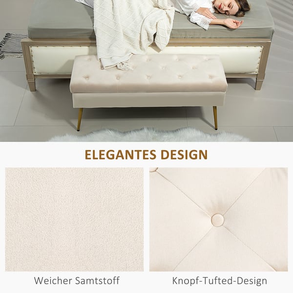 Opbevaringsbænk, 102x35x43 cm, Beige