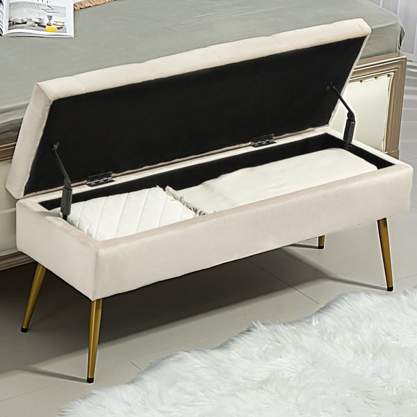 Opbevaringsbænk, 102x35x43 cm, Beige