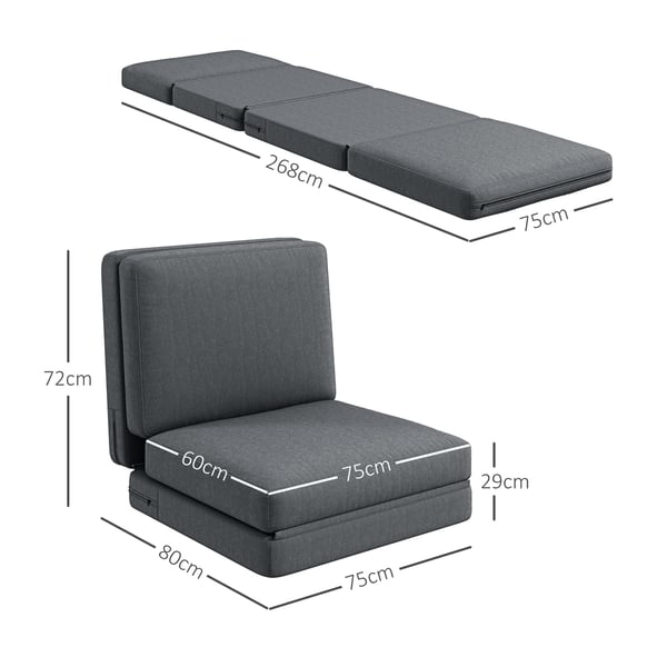 Gulvsovesofa, 75x80x72 cm, Mørkegrå