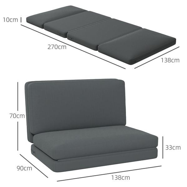 Gulvsofa, 138x90x70 cm, Mørkegrå