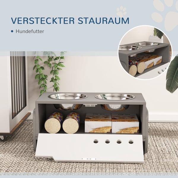 Hundeskålestativ, 62,5x30x36,5 cm, Grå