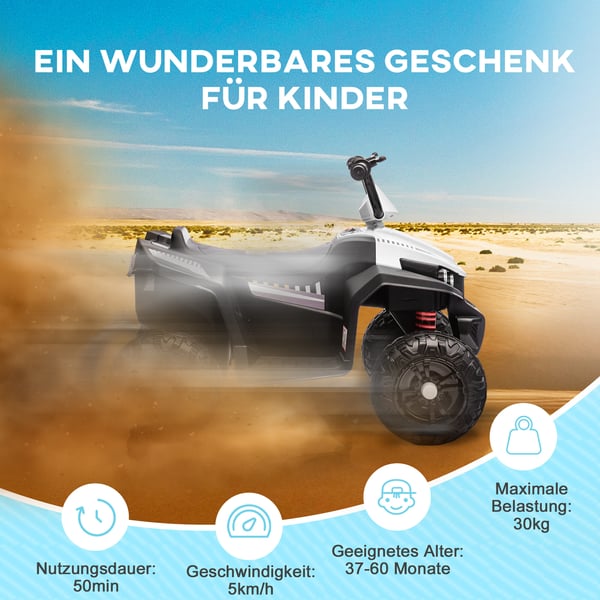 Elektrisk Quad Cykel, 85x55,5x62 cm, Hvid