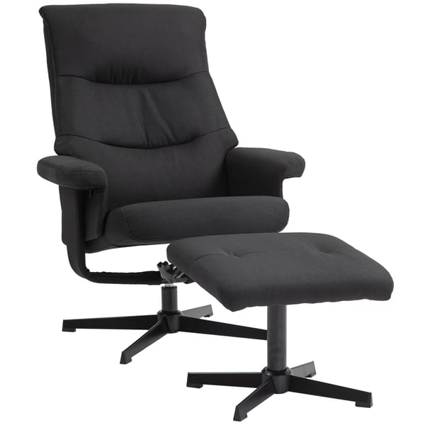 Fåtölj med fotpall, 74x81x102 cm, svart Fåtölj med fotpall, 74x81x102 cm, svart
