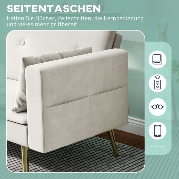 Soffa med bäddfunktion, 181x73x78,5 cm, Beige