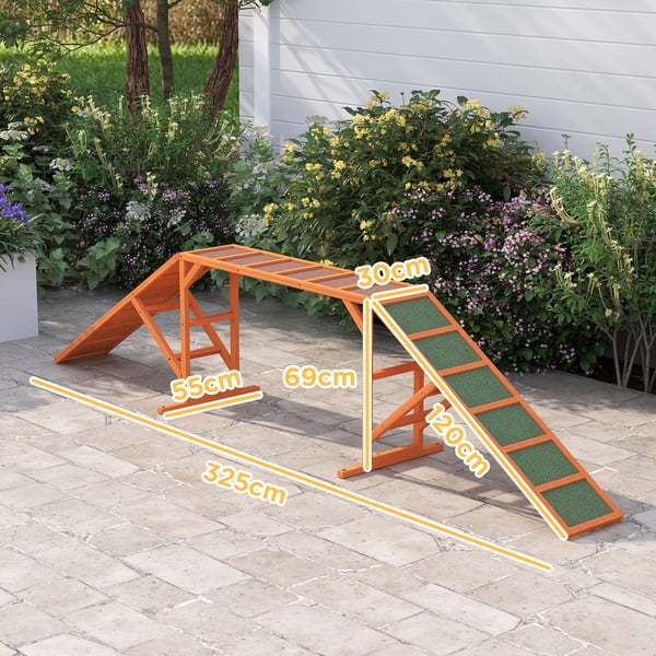 Hund Agility Rampe, 325x55x69 cm, Orange