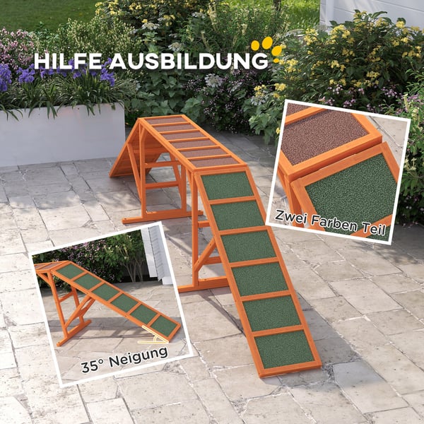 Hund Agility Rampe, 325x55x69 cm, Orange
