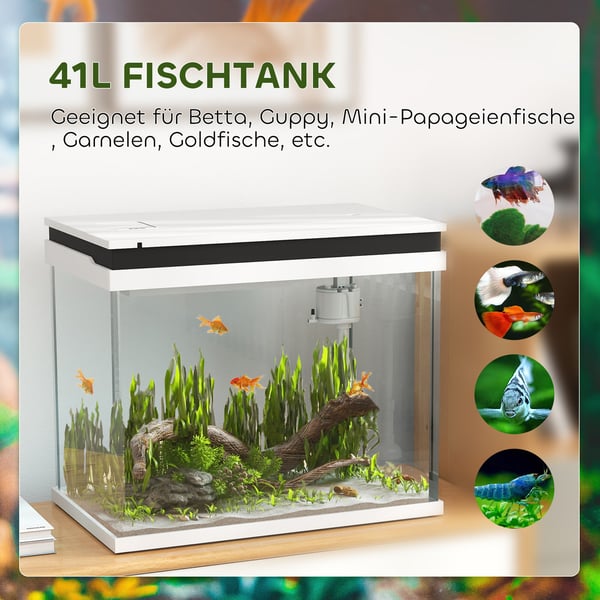 Akvarium, 48x30x41 cm, Vit