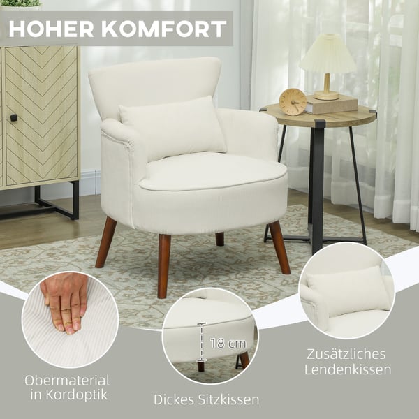 Lænestol, 69x69,5x78 cm, Creme