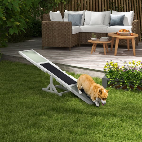 Hund vippebalancebane, 180x30x30 cm, hvid