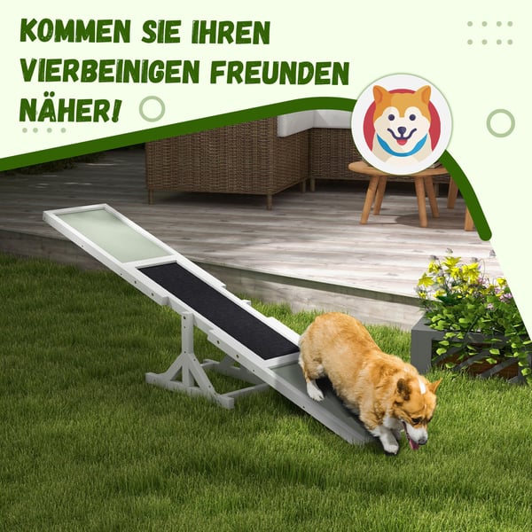 Hund vippebalancebane, 180x30x30 cm, hvid