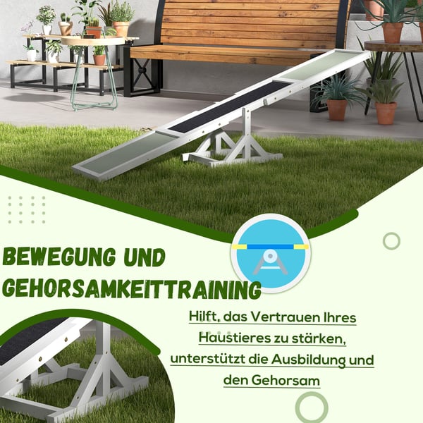 Hund vippebalancebane, 180x30x30 cm, hvid