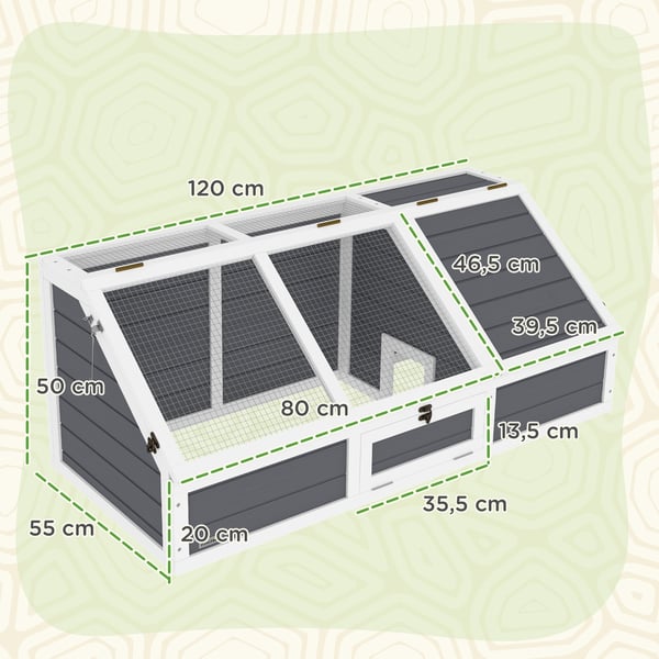 Turtle House, 120x55x50 cm, Lysegrå