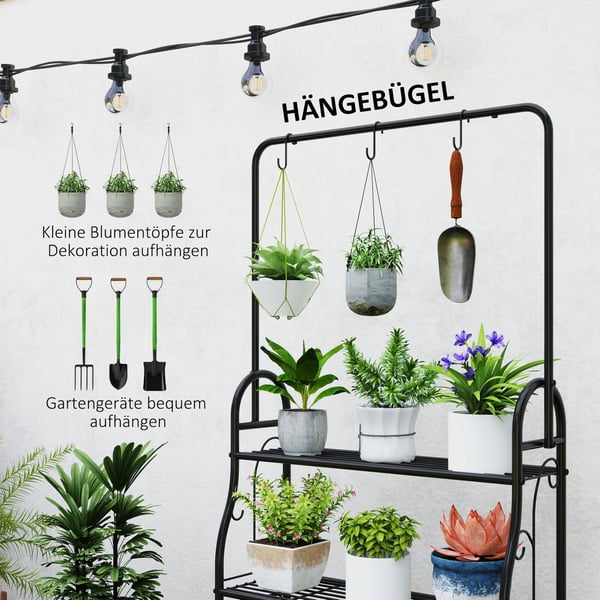 Planteholder, 75x25x137 cm, Sort