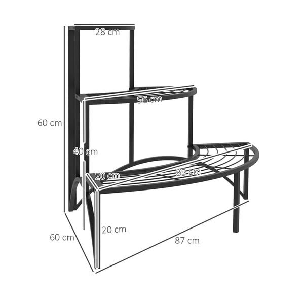 Planteholder, 87x60x60 cm, Sort