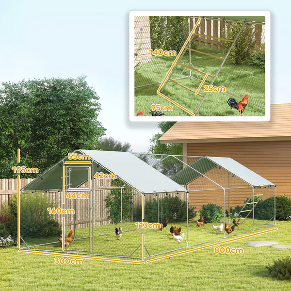 Chicken Run, 300x800x195 cm, Hopea